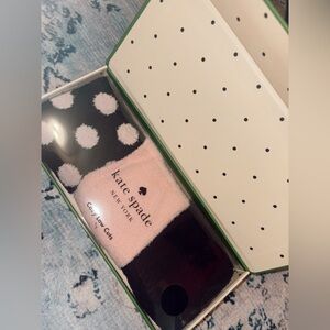 kate spade Pink & Black Polka Dot Low Cut Cozy Socks
